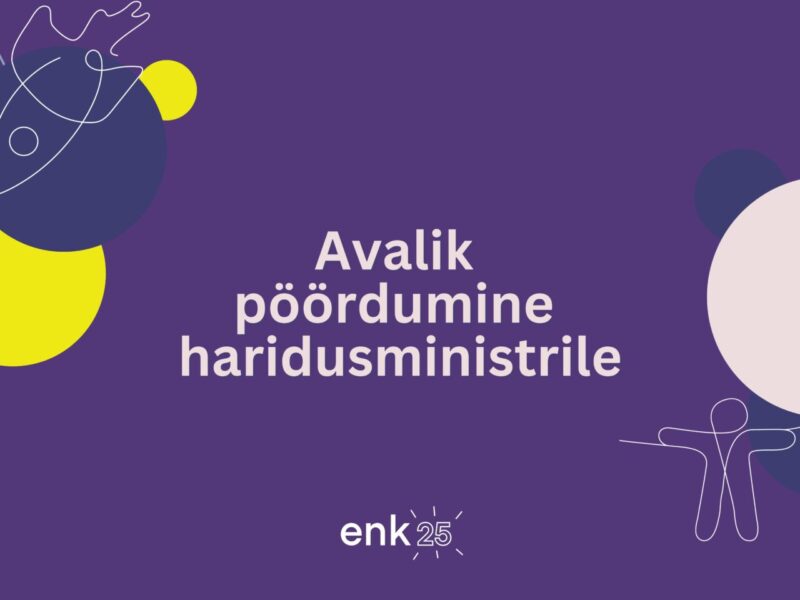 Avalik pöördumine haridusministrile - Eesti Noorsootöötajate Kogu